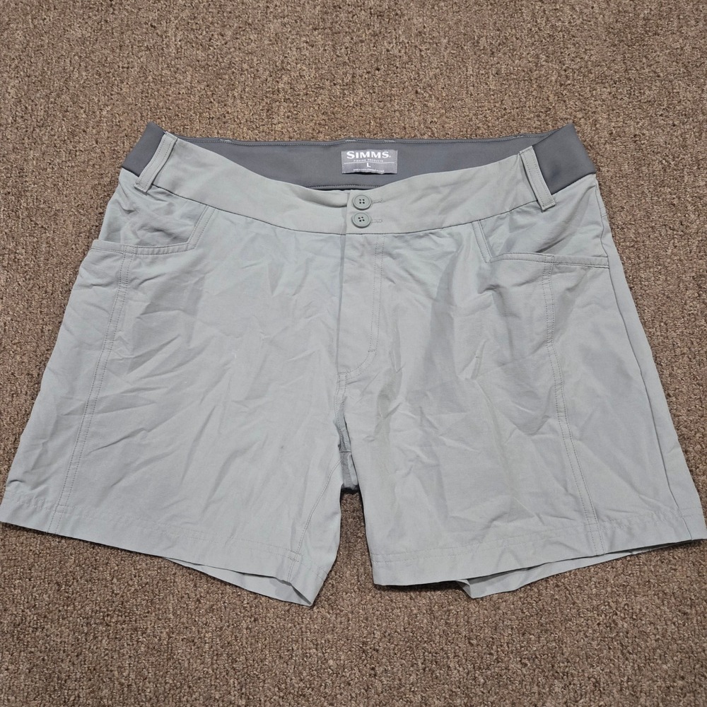 Simms Fishing Shorts Womens L Gray Stretch Outdoor‎ Hiking Performance Utility